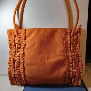 Nuovedive Orange Ruched/Gromoted Shoulder/Tote bag Cottagecore Granny Chic